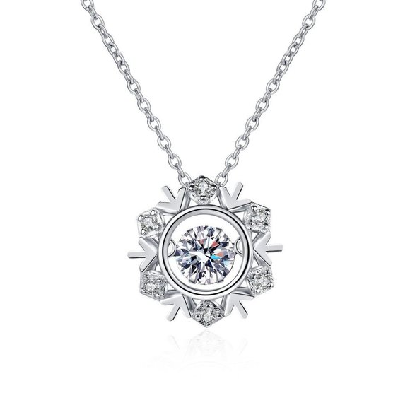 Certified 1/2ct. t.w. Diamond Moissanite Dancing Snowflake Necklace NEW - Picture 5 of 8